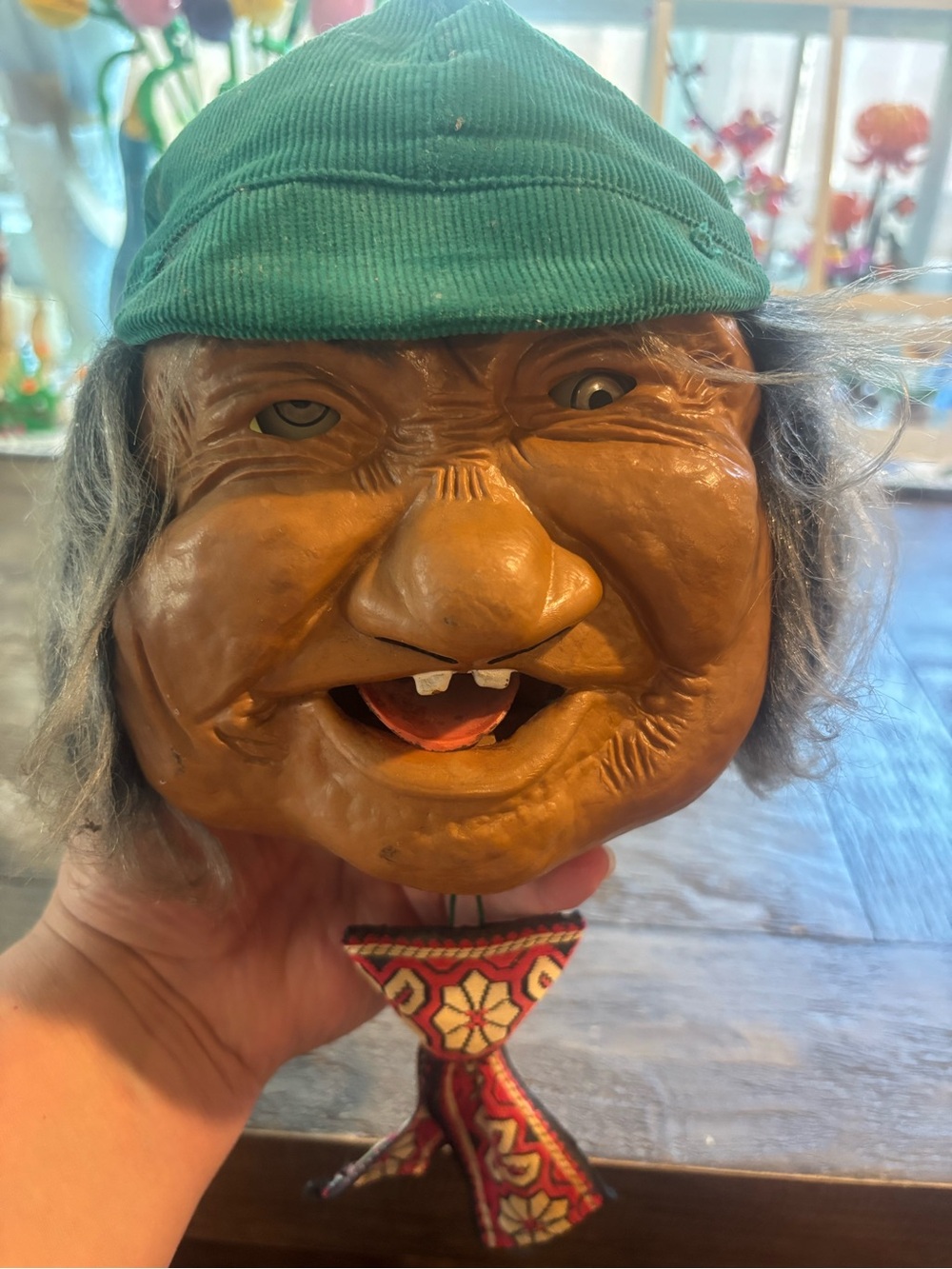 Vintage Character Wall Hanging in Brown with Green Hat